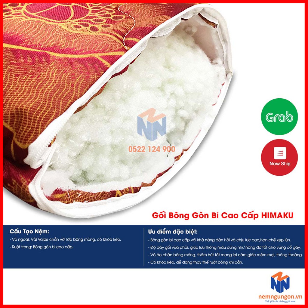 Ruột gối 40x60 - Ruột gối gòn bi Himaku có khóa kéo   - Cho giấc ngủ sâu