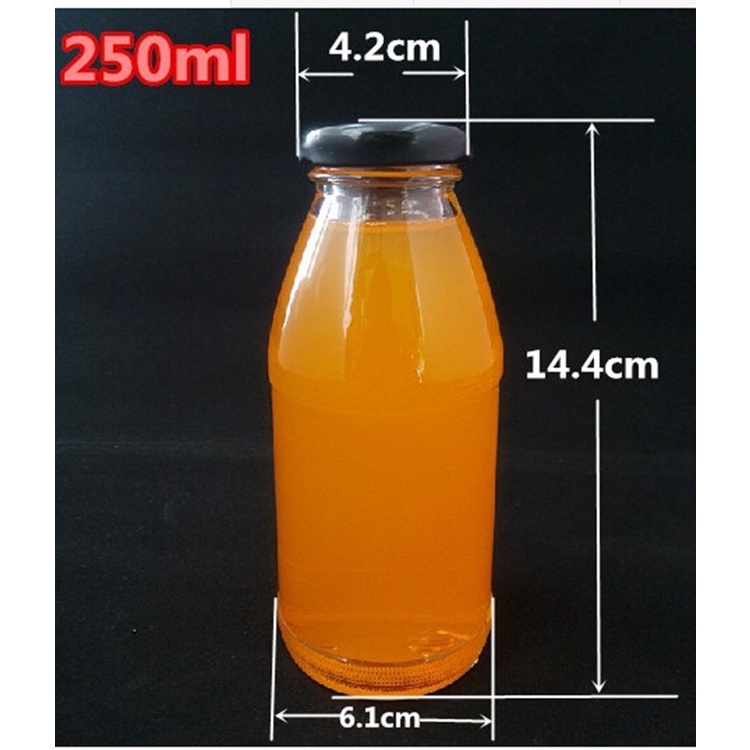 Chai thủy tinh 250ml nắp thiếc, bình thủy tinh đựng các loại nước ép