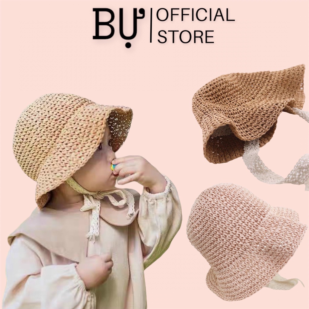 NÓN / MŨ CHO BÉ TRAI GÁI / TRẺ EM ( TUỔI 2 - 6 ) CỘT DÂY REN DỄ THƯƠNG