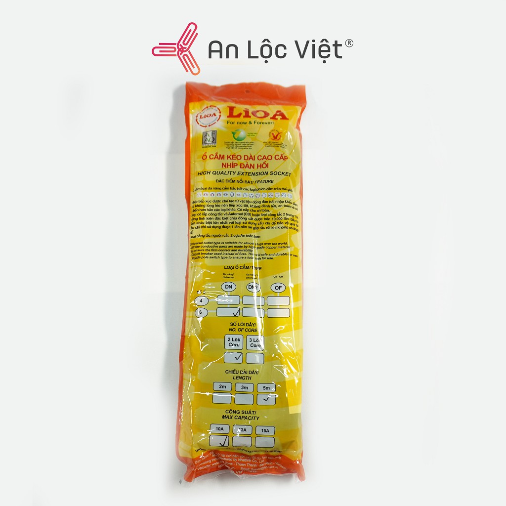 Ổ cắm điện 6 ổ 3 chấu Lioa 6D52N