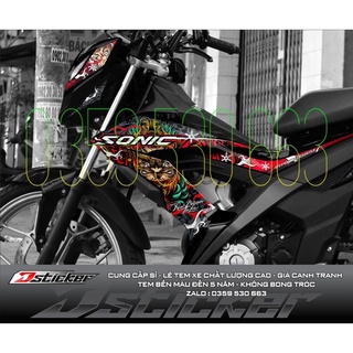 Tem rời Sonic xe đen - mẩu Daruma đỏ cực chất 2021