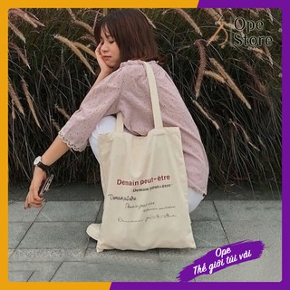 Túi vải canvas nữ đựng đồ phong cách vintage Hàn Quốc