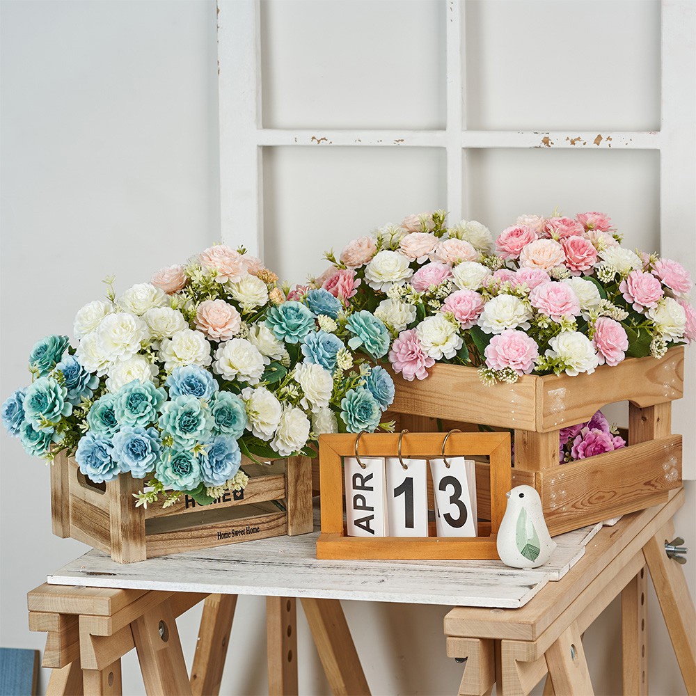 Bó Hoa Hồng Giả 7 Bông Trang Trí Phòng Khách / Tiệc Cưới