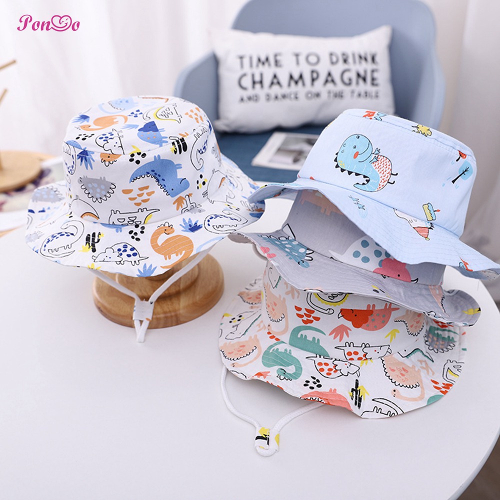 Nón Bucket Chất Cotton Hoạ Tiết Hoạt Hình Đáng Yêu Cho Bé 1-5 Tuổi