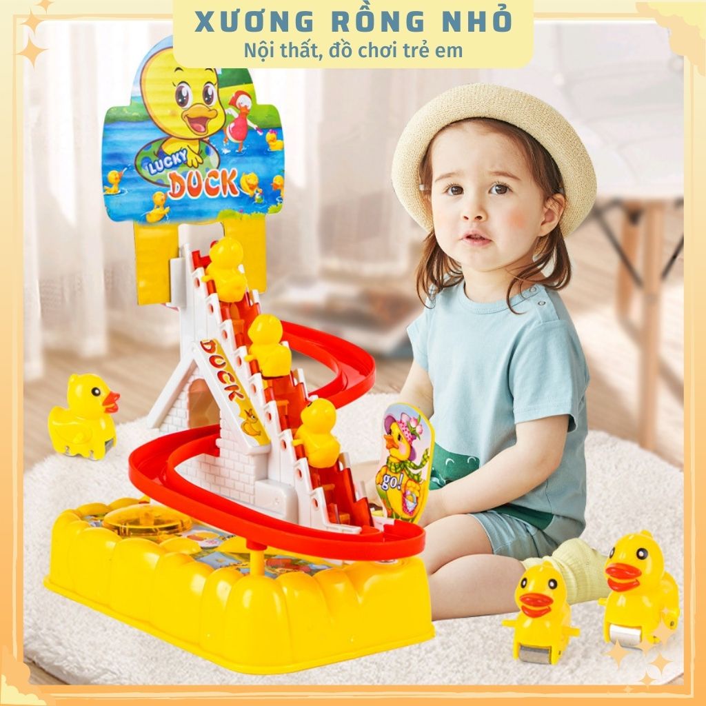 Bộ đồ chơi trẻ em vịt leo cầu thang, có nhạc và đèn, đồ chơi trẻ em thông minh kích thích sự phát triển cho bé