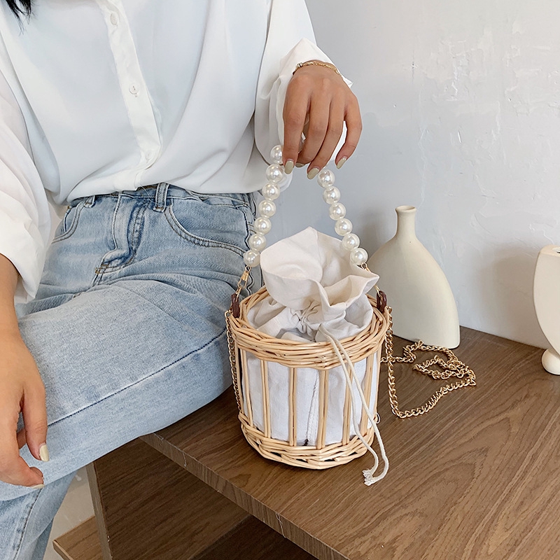 Túi Đeo Chéo JASMIN NOIR Phối Cói Quai Xách Đính Ngọc Trai Cỡ Nhỏ Cho Nữ
