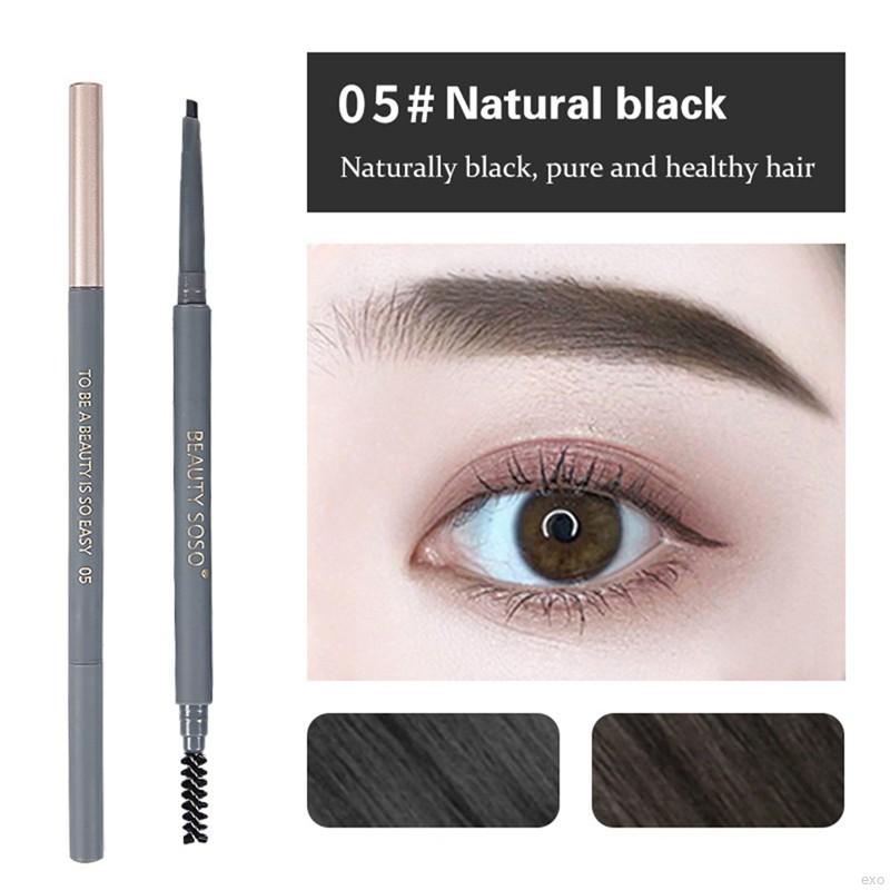 Chì Vẽ Chân Mày Hai Đầu Nét Siêu Mảnh 5 Màu Tông Đen Tự Nhiên Chống Nước