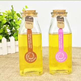 COMBO 5 CHAI THỦY TINH VUÔNG NUT GỖ 350ML