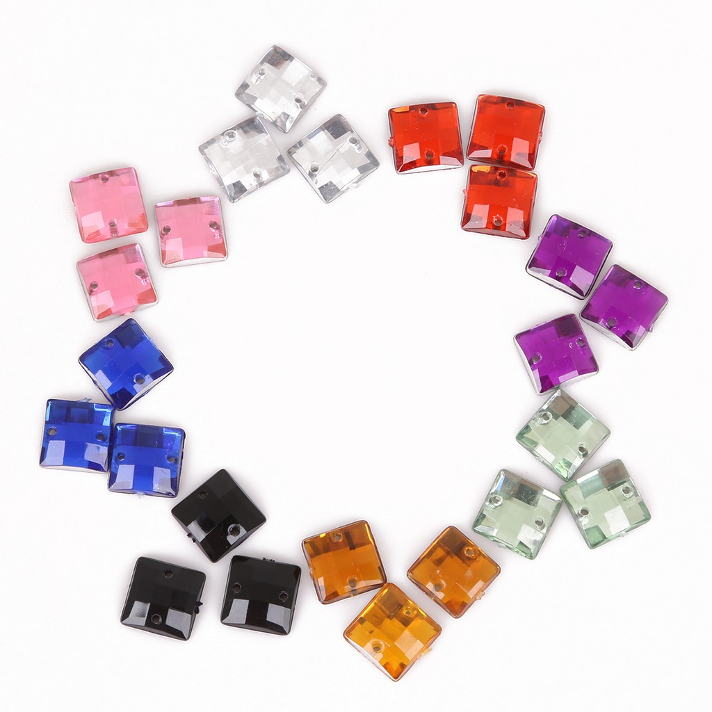Set 100 Hạt Cườm Đá acrylic Hình Vuông 10x10mm Dùng Trang Trí Tiệc Cưới diy