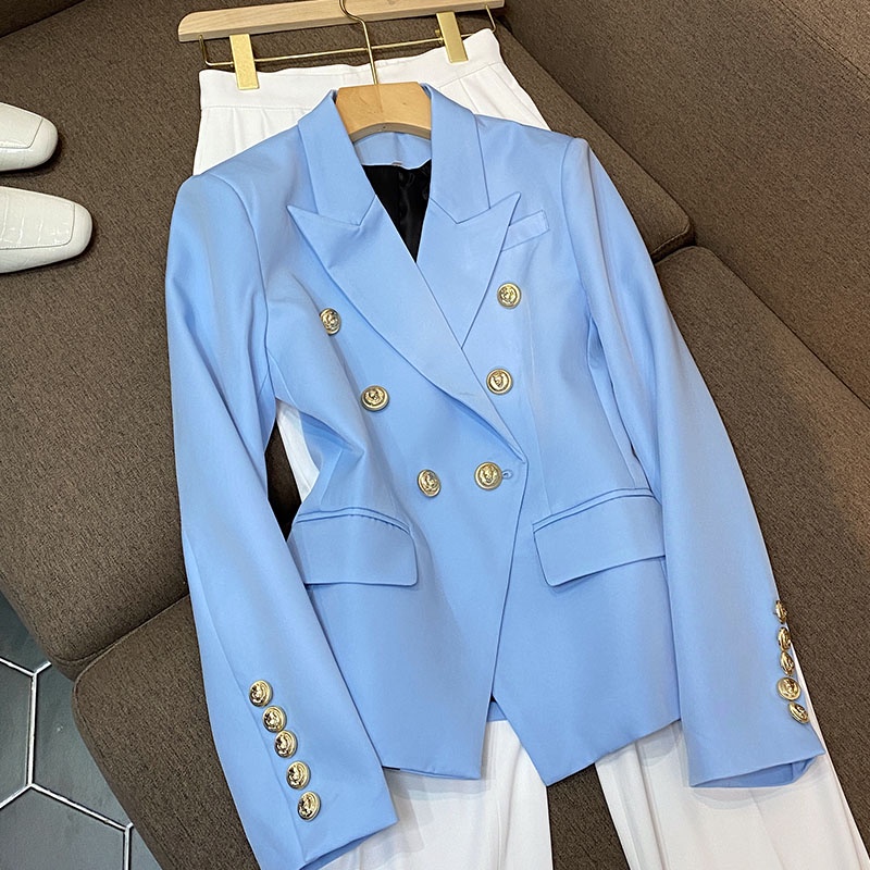 Áo khoác vest blazer nữ màu xanh túi cơi ngưc QUYNH DESIGN AV014