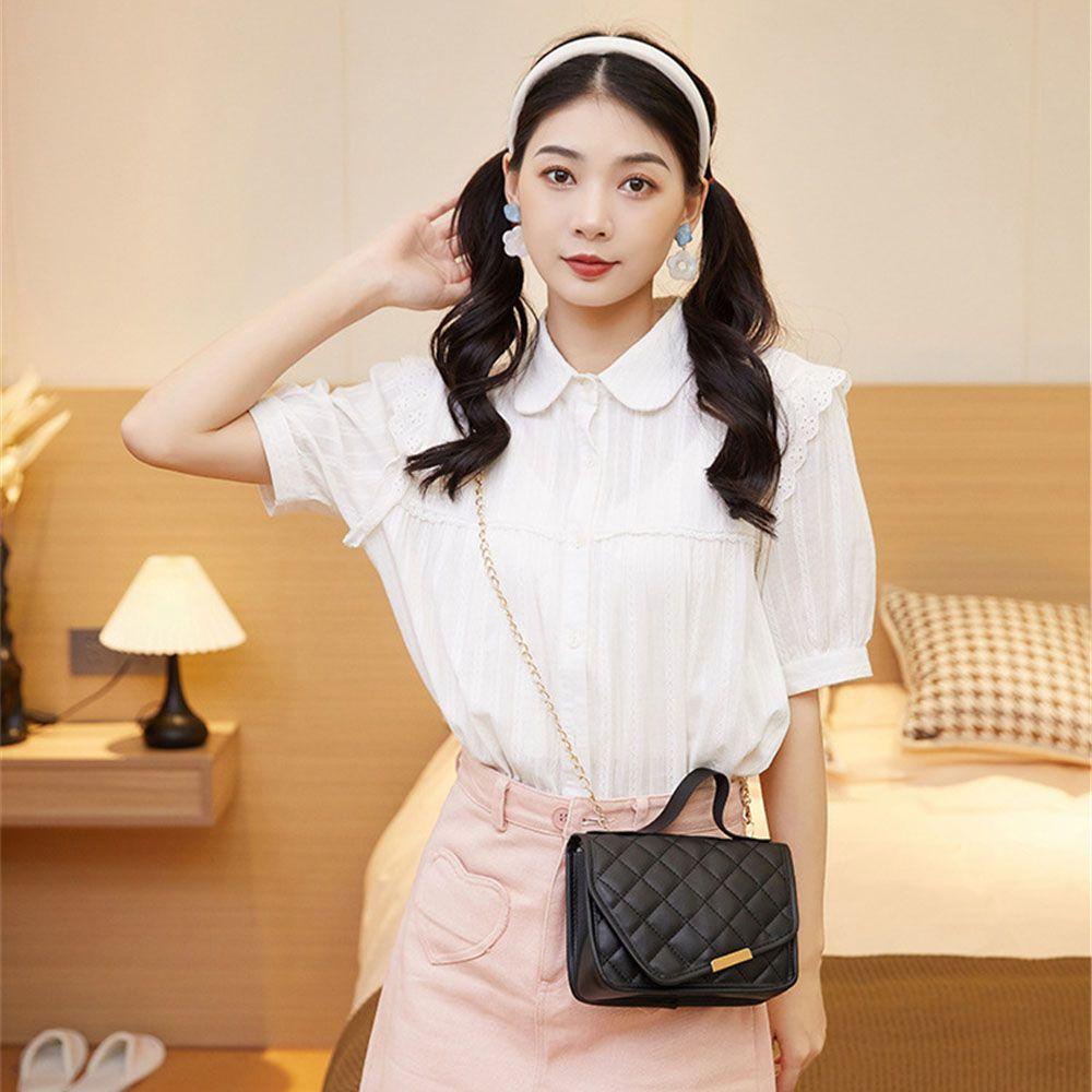 MIHAN1 Túi Xách Da PU Hình Vuông Phối Dây Xích Thời Trang