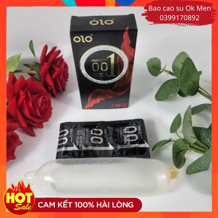 Bao Cao Su OLO 001 Nourishing đen, BCS Siêu Mỏng, Nhiều Gel Bôi Trơn, Hương Vani Hộp 10BCS