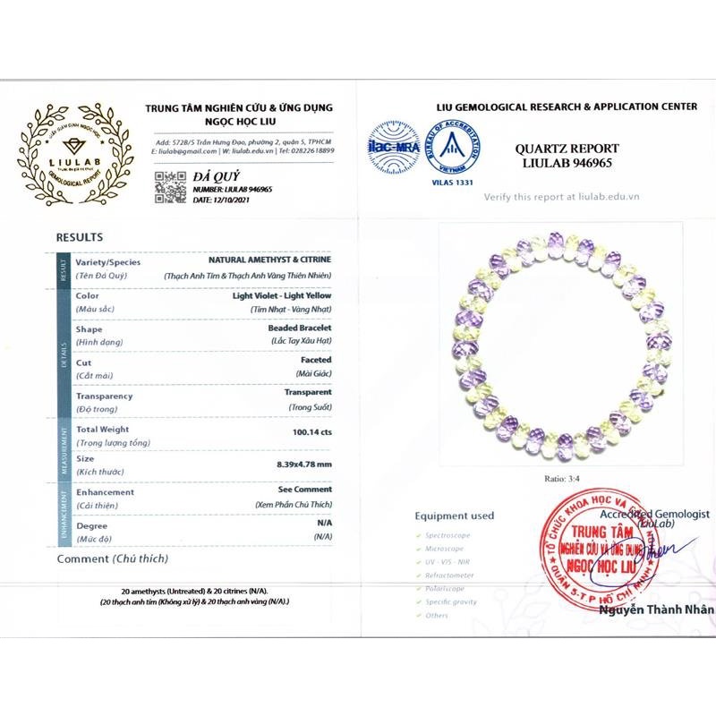 Hạt lẻ đá phong thủy T.A tím 6x9mm