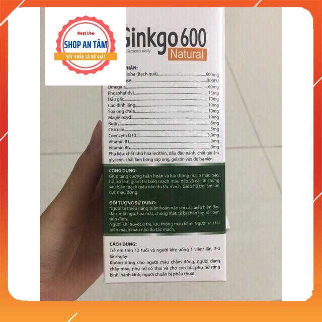(Chính Hãng) Viên bổ não Ginkgo 600 tăng cường trí nhớ, tăng cường máu đến não, hội chứng tiền đình, trí nhớ suy giảm | BigBuy360 - bigbuy360.vn