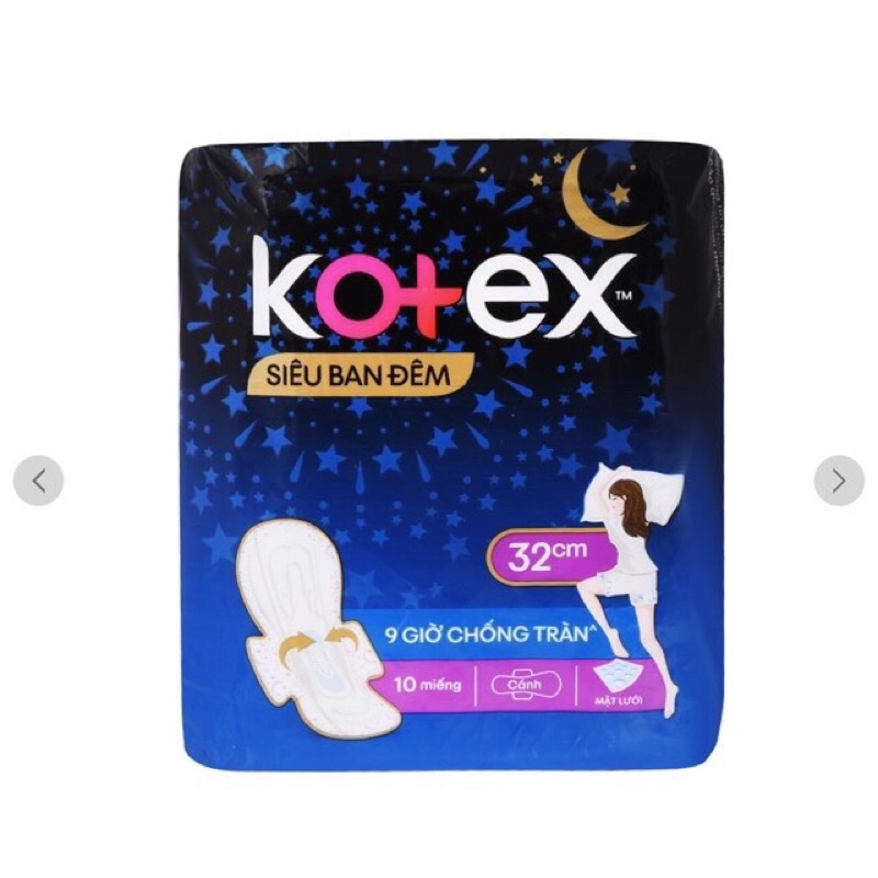 BĂNG VỆ SINH KOTEX ĐÊM 28cm 12M, 35cm 8M, 32cm 10M CHỐNG TRÀN