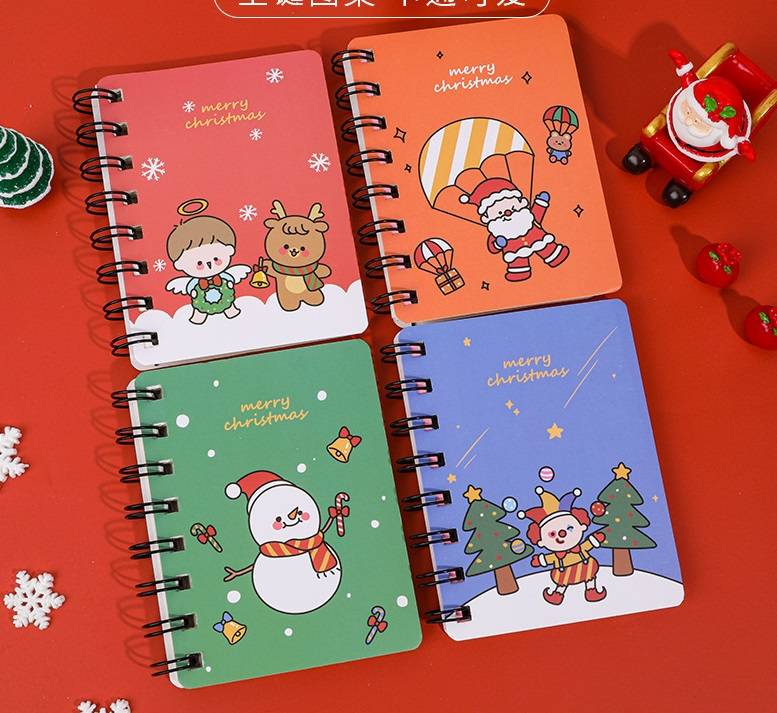 Sổ Tay Vinatage Phong Cách Hàn Quốc Christmas Cartoon Portable Mini Coil Notepad Hard Cover Cute Animal notebook memo Time Organizer student School Supplies Kid Gift