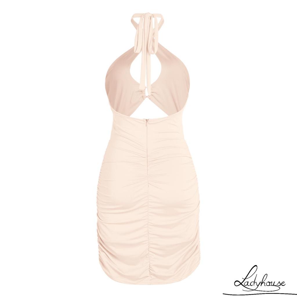 Ldd-đầm Sát Nách Khoét Rỗng Màu Trơn Quyến Rũ Màu Trơn Cho Nữ Màu Đen / Be / Cam