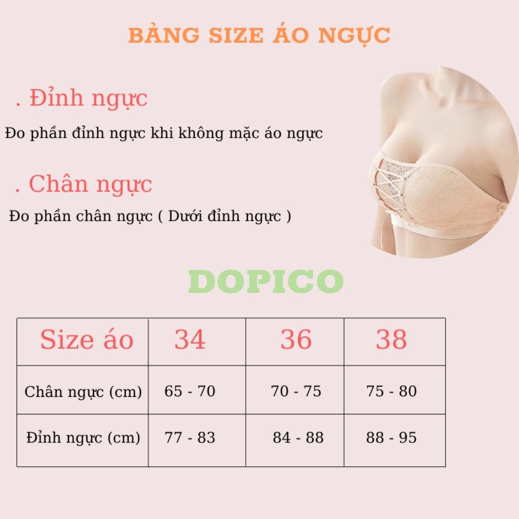 Áo ngực không dây không gọng nữ su nâng ngực chống tụt mặc đầm hở lưng DOPICO A336