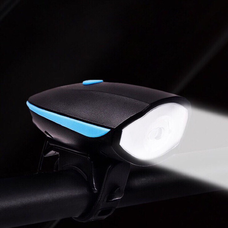 Đèn kiêm còi xe đạp trước sạc USB 2 trong 1 hàng chính hãng, loại tốt