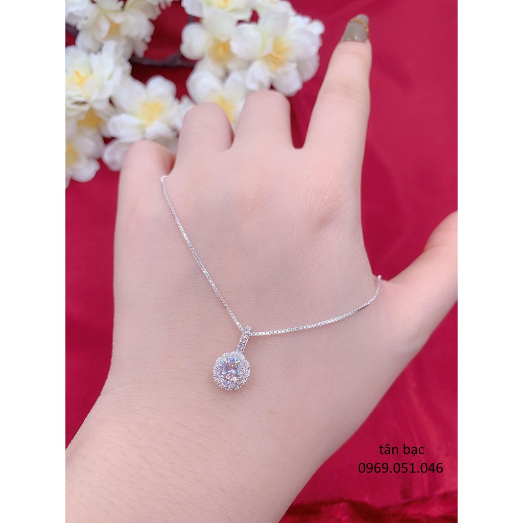 dây chuyền nữ , bạc 925 mặt đính đá sang chảnh - tân bạc jewelry