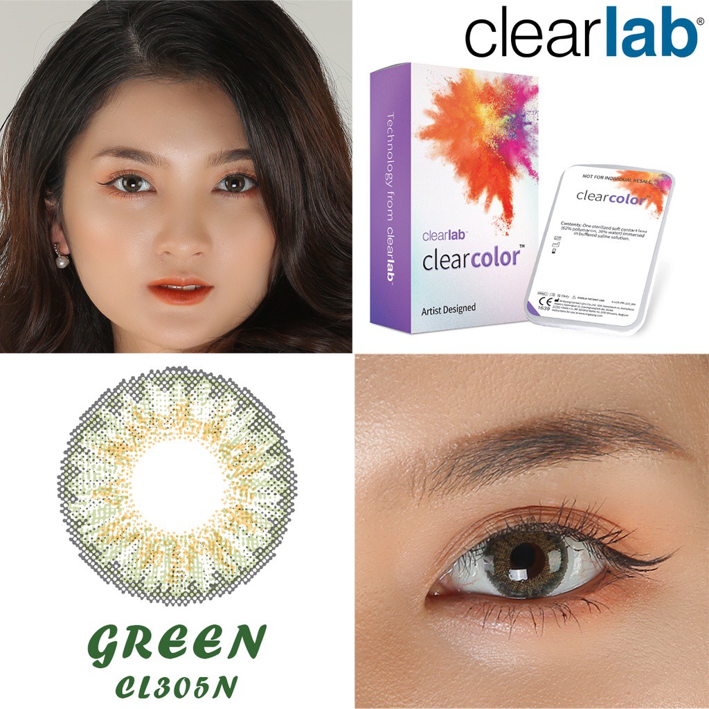 Kính áp tròng màu 3 tháng cận thị Thiên Hà Optical CLEARLAB- Mỹ 3 lens màu thời trang kháng khuẩn độ ẩm cao cận đến-6.00