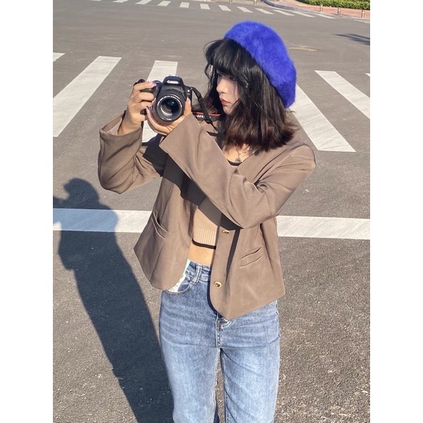 Áo blazer dài tay phong cách hàn quốc áo khoác nữ