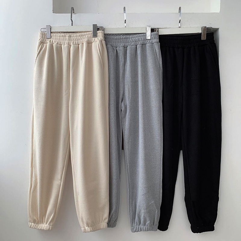 Quần jogger nữ len tăm, quần nỉ boom Unisex chất len tăm siêu đẹp kiểu dáng legging thiết kế dáng thể thao