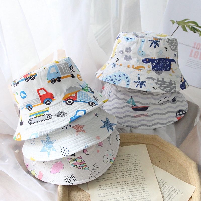 Mũ tai bèo bằng vải cotton mềm in hình khủng long hoạt hình cho bé trai bé gái