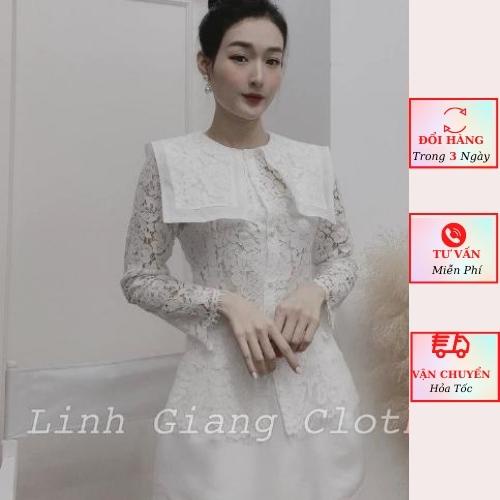 Áo sơ mi kiểu ren cổ vuông thủy thủ nữ tiểu thư dài tay bánh bèo ulzzang Hàn Quốc