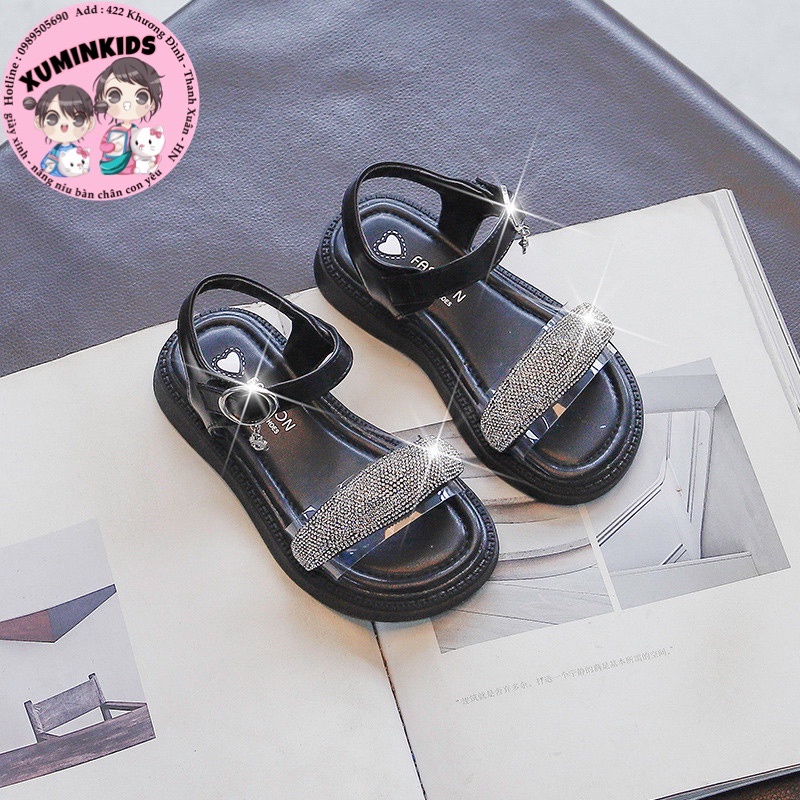 Dép sandal cho bé gái đính đá lấp lánh hàng Quảng Châu cao cấp cho bé từ 1 đến 12 tuổi