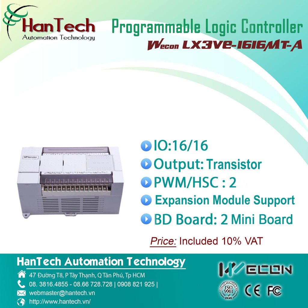 33/ Bộ điều khiển logic có khả năng lập trình (PLC)  Wecon LX3VE-1616MT-A [HanTech Automation Technology]