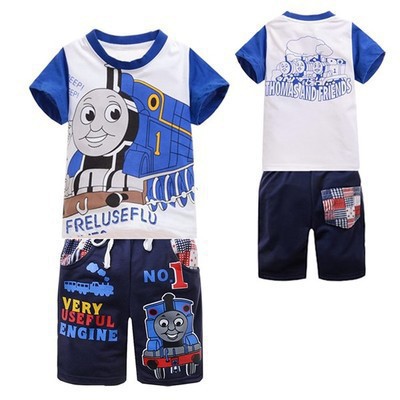 Áo thun ngắn tay và quần short in hình Thomas dễ thương cho bé trai