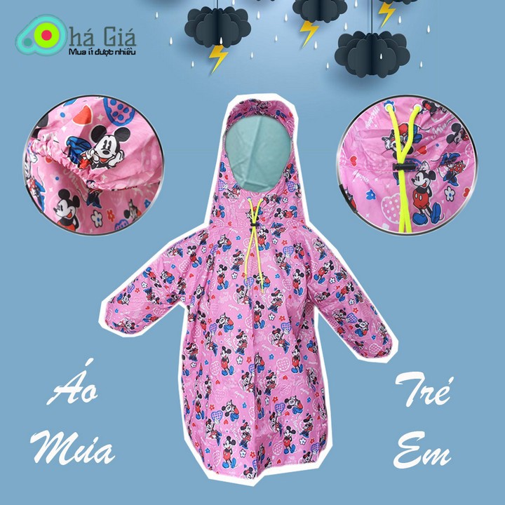 Áo Mưa Bít Vải Dù Cho Bé Trai, Bé Gái nhân vật hoạt hình phù hợp cho bé mẫu giáo, tiểu học
