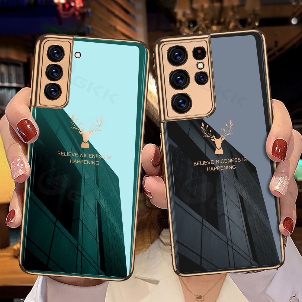Ốp Điện Thoại Kính Cường Lực In Hình Nai Sừng Cá Tính Cho Samsung Galaxy S21 Plus Ultra 5g S21 Plus Ultra 5g | BigBuy360 - bigbuy360.vn