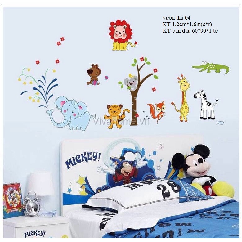 Decal dán tường thú tiếng anh 02 kết hợp thú 5