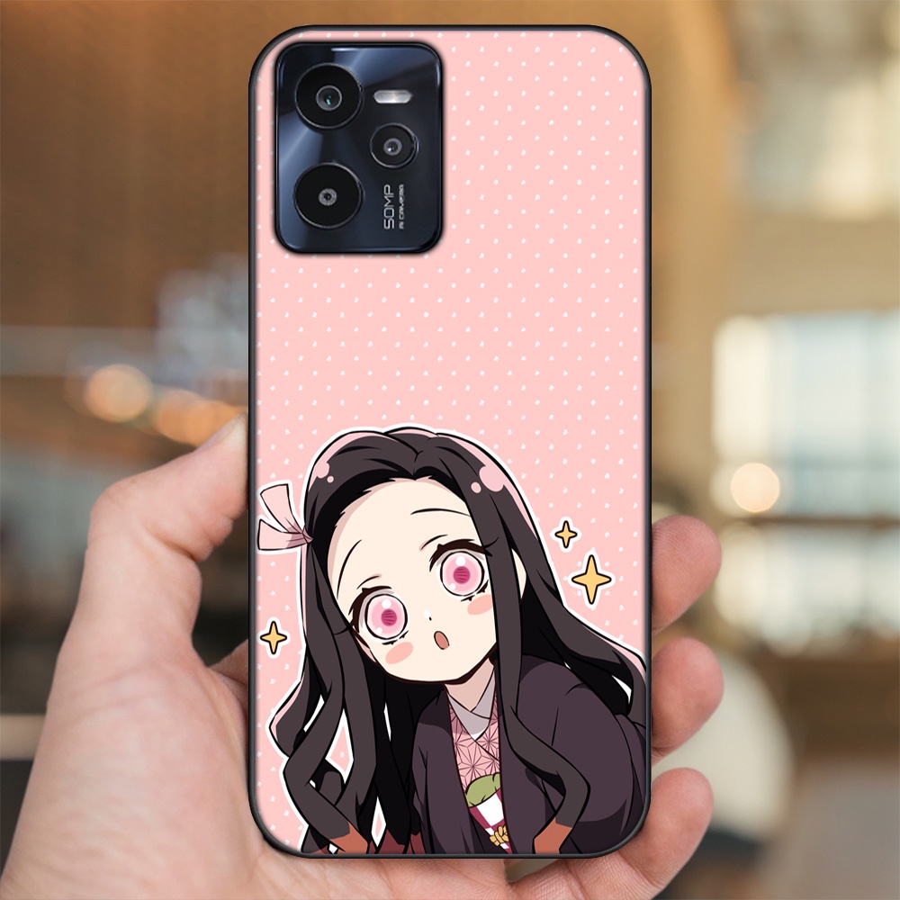 Ốp lưng Realme C35 viền đen in hình Nezuko Kimetsu no Yaiba