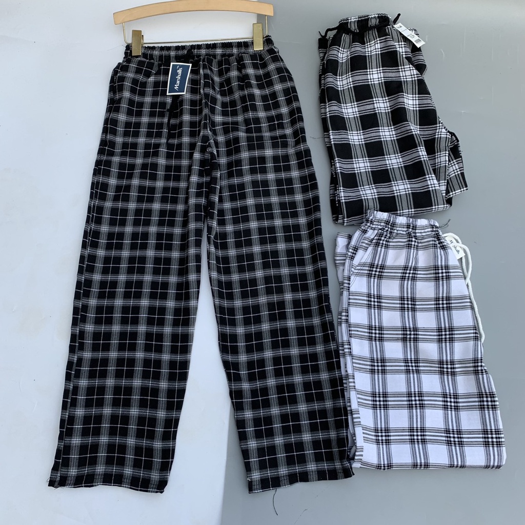 Quần Ống Rộng Kẻ Caro Lưng Cao Dáng Suông, Quần Dài Nữ Caro Ulzzang Phối Kẻ Sọc Q524 SUTANO