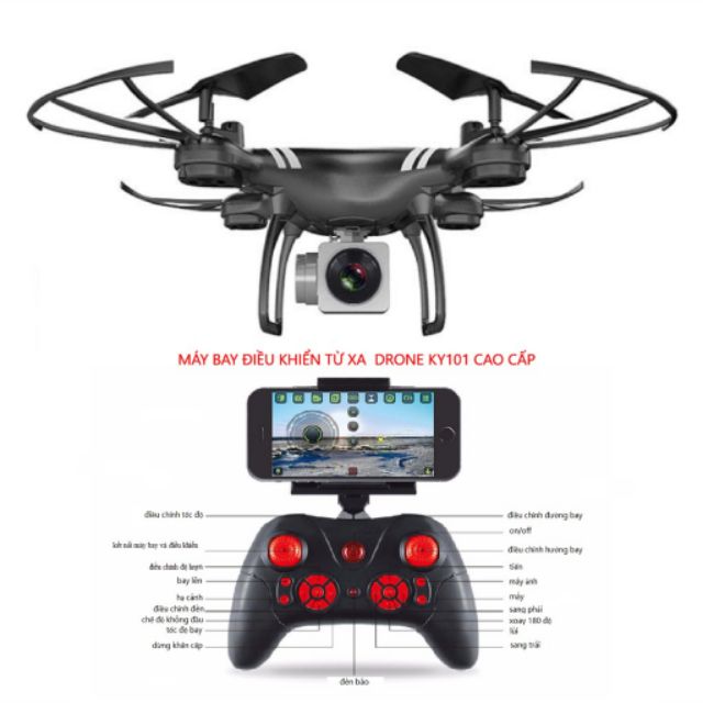 Máy bay điều khiển từ xa Flycam KY101 có Camera HD 720P Wifi FPV trực tiếp tự cân bằng