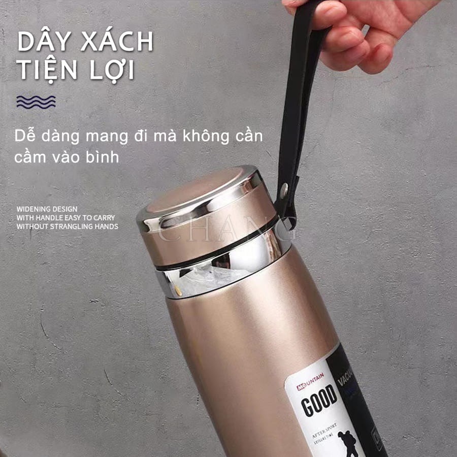 Bình Giữ Nhiệt Nóng Lạnh GOOD VACCUM Lõi Thép Inox 304 Kèm Bộ Lọc Bình Chân Không Cách Nhiệt Thể Thao Bằng Thép Không Gỉ