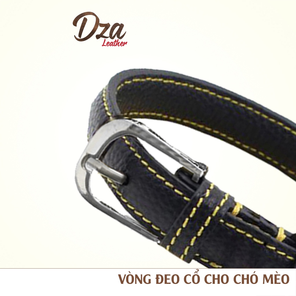 Vòng đeo cổ cho chó mèo da bò Dza leather handmade kích thước 30x2cm, vòng đeo cổ thú cưng