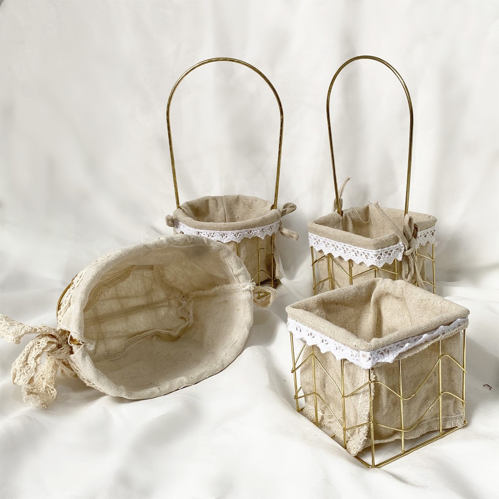 Chậu Hoa Trang Trí Bằng Cotton Và Vải Lanh Sáng Tạo