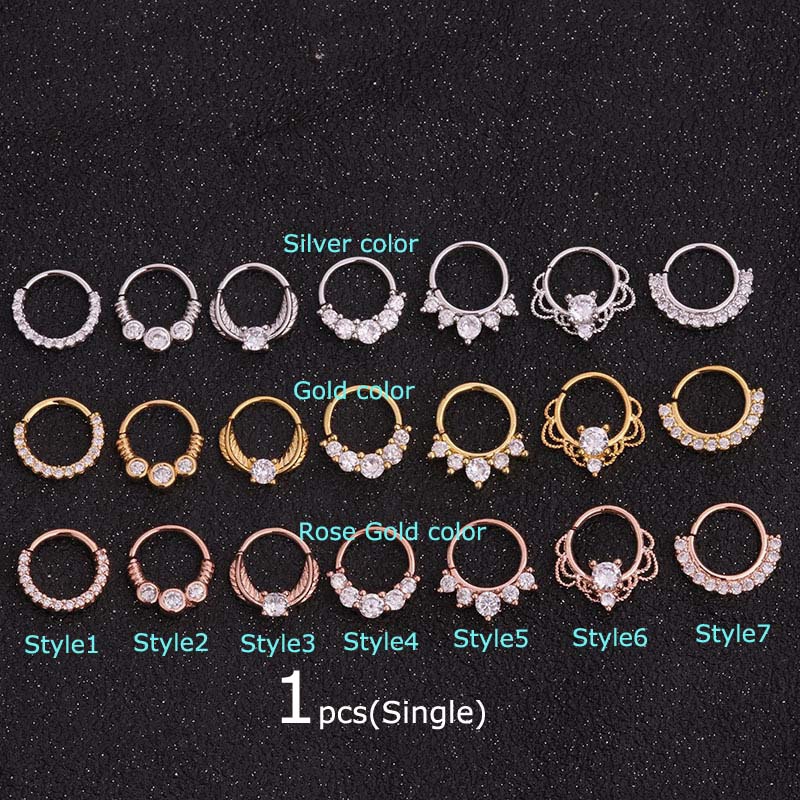 Khuyên Xỏ Mũi 8mm Phối Đá Lấp Lánh Cá Tính Thời Trang