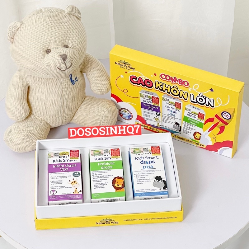 Bộ 3 siro uống Nature’s Way Kids Smart Drops, Infant Drops Bổ sung Vitamin, Phát triển não bộ cho bé
