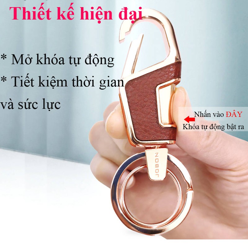 { HOT SALE } Móc Chìa Khóa Ô Tô Xe Máy Cao Cấp Gài Thắt Lưng Tiện Lợi Jobon ZB-6611 Họa Tiết Da Xoay 360 Độ Độc Đáo