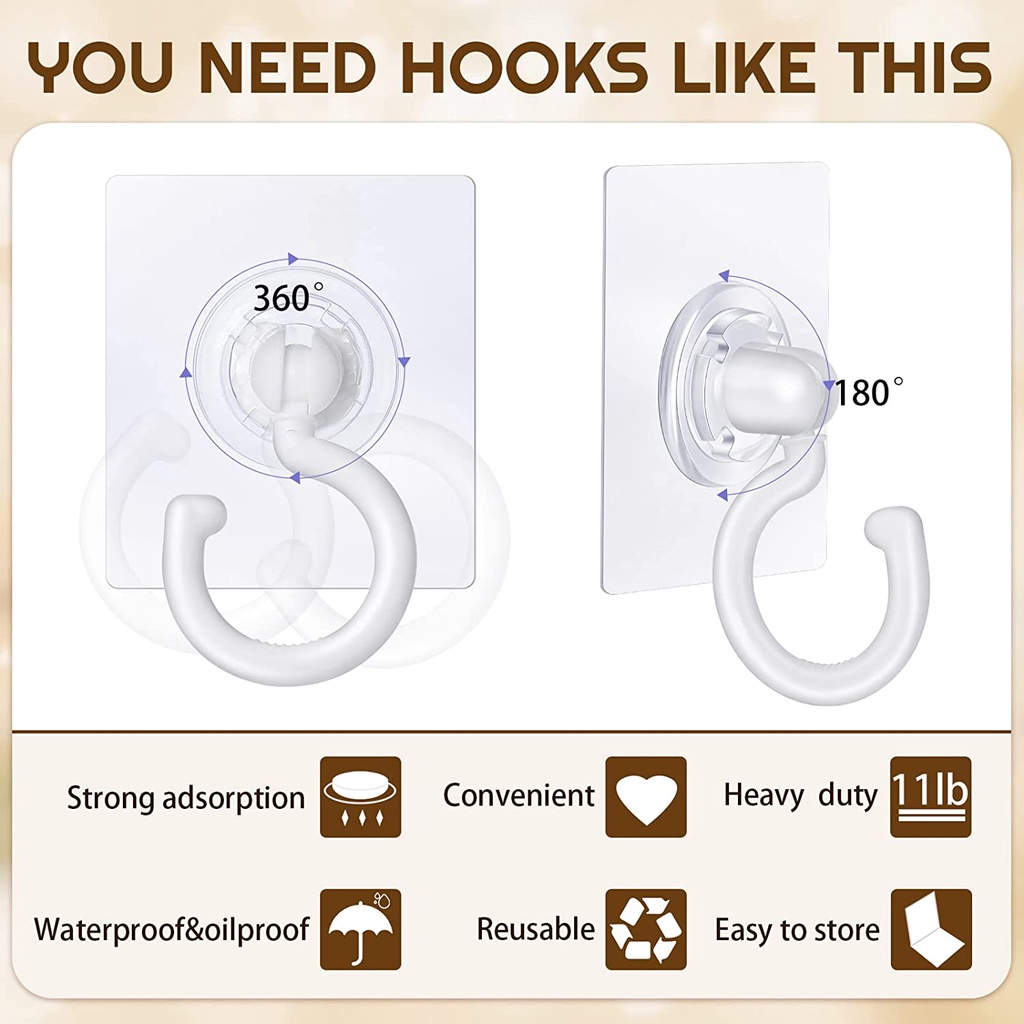 1 móc treo đồ gắn tường đa năng xoay 360 độ tự dính không cần đóng đinh