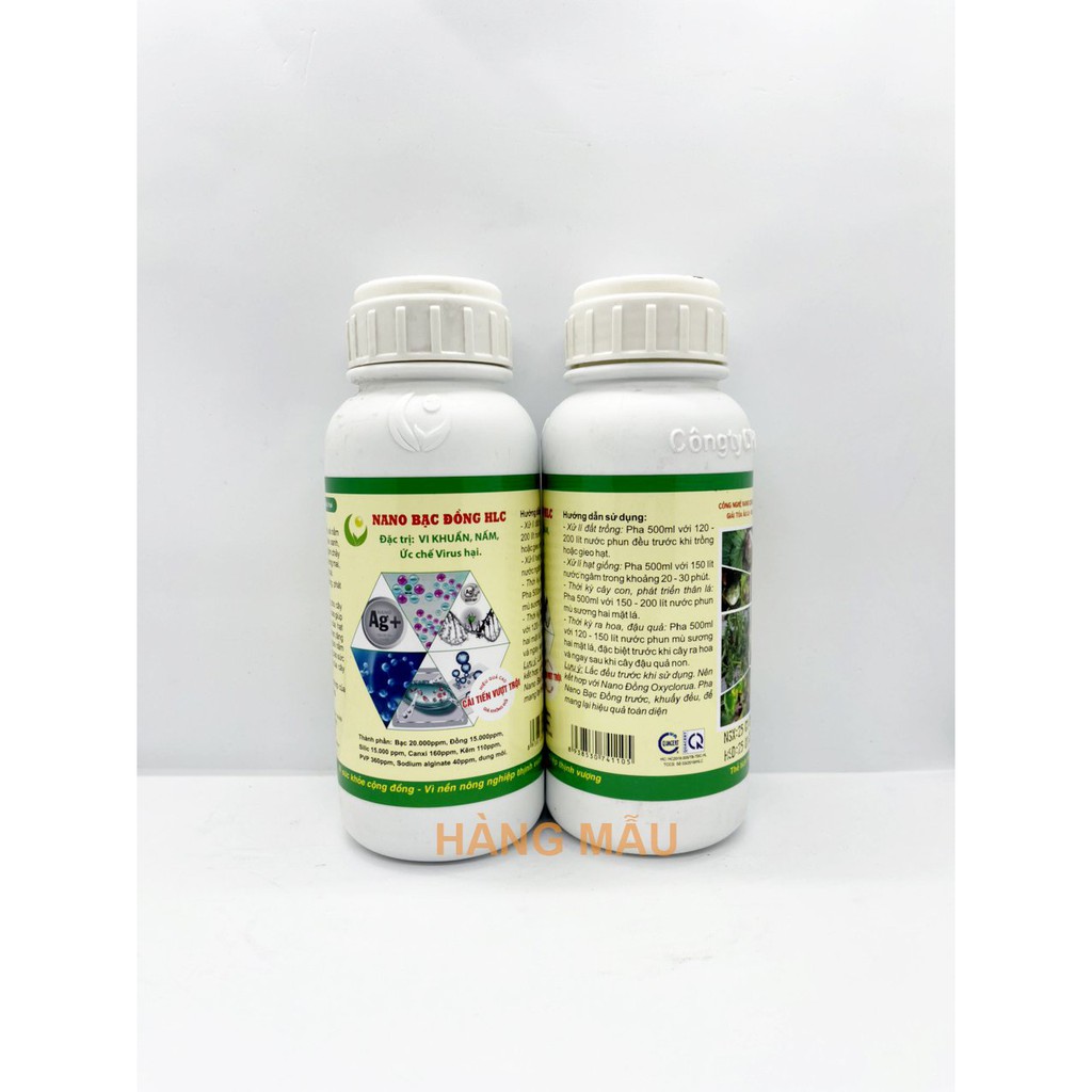 [Hàng công ty] Nano Bạc Đồng HLC phòng trừ nấm, vi khuẩn (thán thư, gỉ sắt, đốm lá,...) cho các loại cây trồng - 500ml