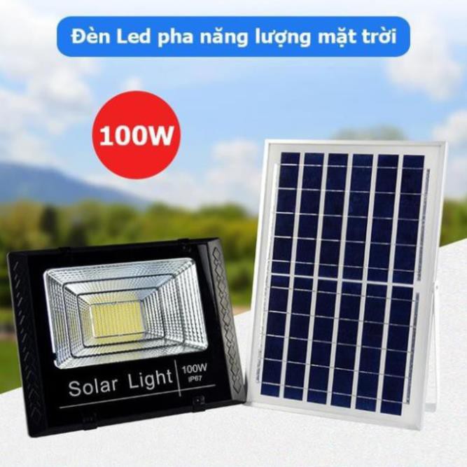 ||Trợ giá T9|| Đèn led pha năng lượng mặt trời 100w IP67 có remote tấm pin rời dây dài 5m. Loại 1 BH 36 tháng