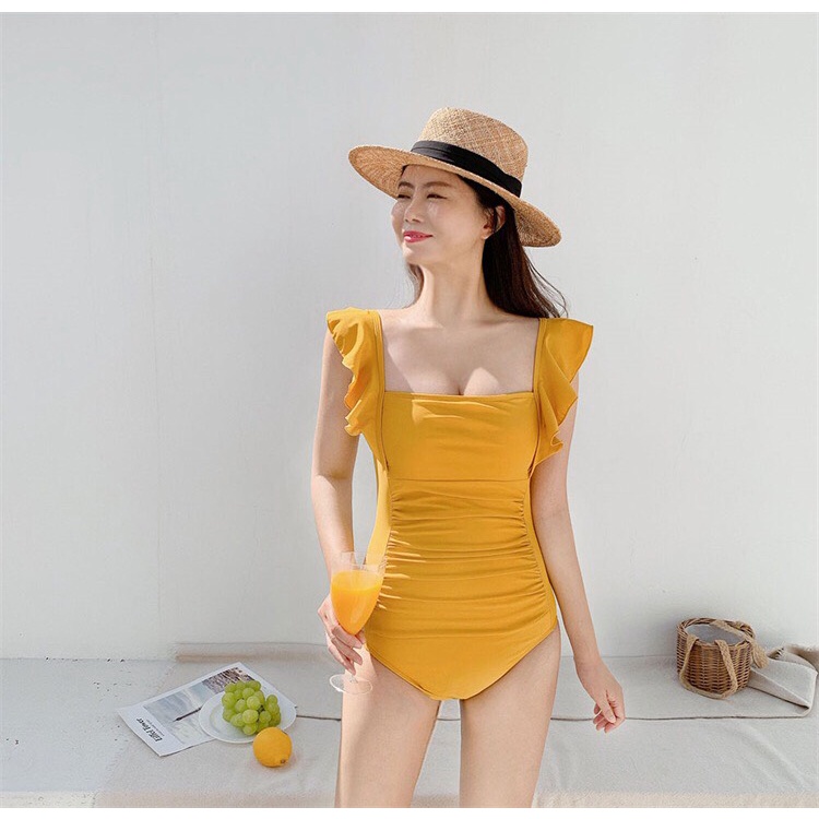 Bikini, Đồ bơi nữ áo tắm liền một mảnh cánh tiên nơ lưng thun lạnh hàn quốc nhún eo che bụng cho phụ nữ có đủ size
