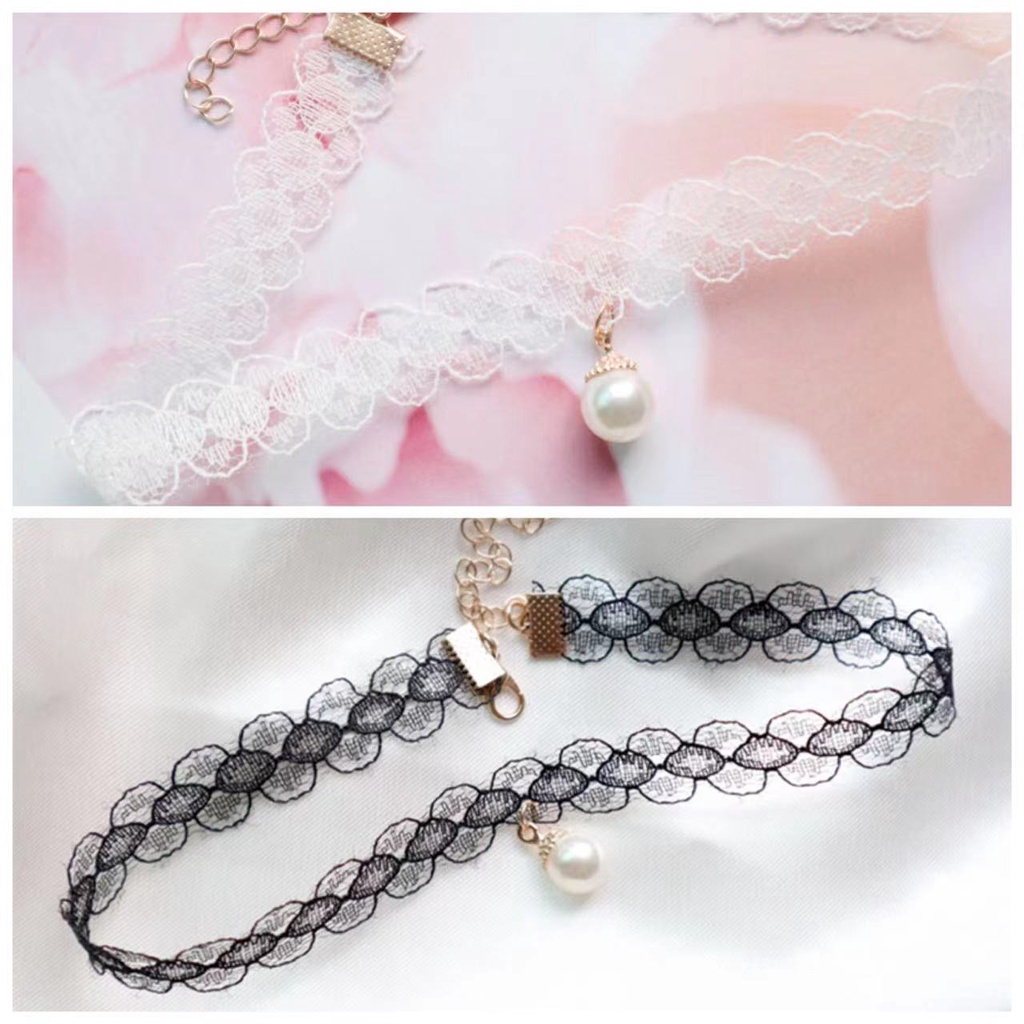 Vòng Cổ Choker Đính Ngọc Trai Thời Trang Cho Nữ