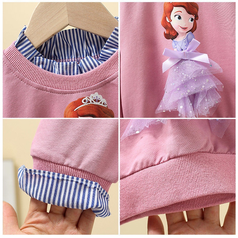 Áo Thun Tay Dài In Hình Công Chúa Elsa Cho Bé Gái 1-8 Tuổi